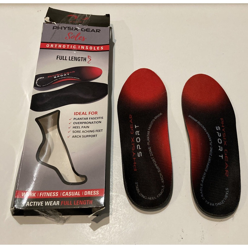 Physix XS Women 6.5 Men 4.5 Gear Sport Full Length Orthotic Inserts